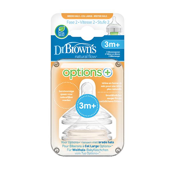 سر شیشه پهن دو عددی +3 ماه دکتر براونز DR.Brown's