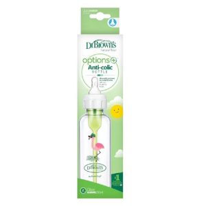 شیشه شیر پیرکس باریک 250 میل اپشن پلاس طرح فلامینگو دکتر براونز DR.Brown’s