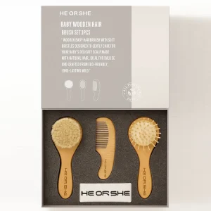 شانه و برس 3 تکه با الیاف طبیعی هی اور شی heorshe