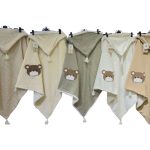 پتو دورپیچ موسلین کلاه دار نوازادی طرح خرس ماماسی Mama See