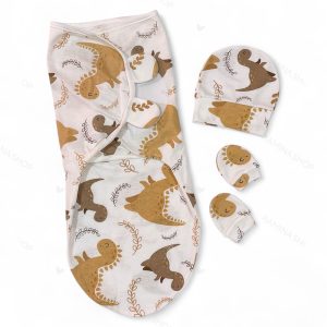 قنداق چسبی نوزاد با کلاه و دستکش سری لبوبو بیبی فورلایف Baby4life