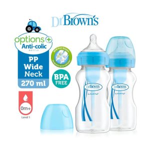 شیشه شیر دو عددی پهن 270 میلی لیتر دکتر براونز DR.Brown’s