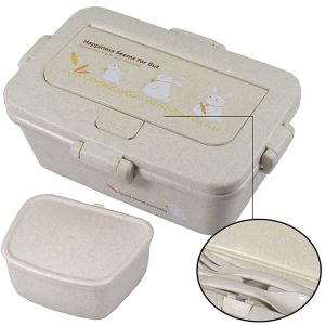 ظرف غذاخوری سه تکه لانچ باکس بامبو طرح خرگوش